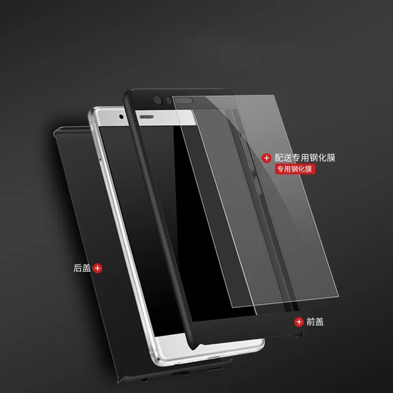 Beira 360 Full Coverage Hard Plastic Phone Case For Huawei P9 Plus Lite Tempered Glass Gift Shockproof Couqe P10 |