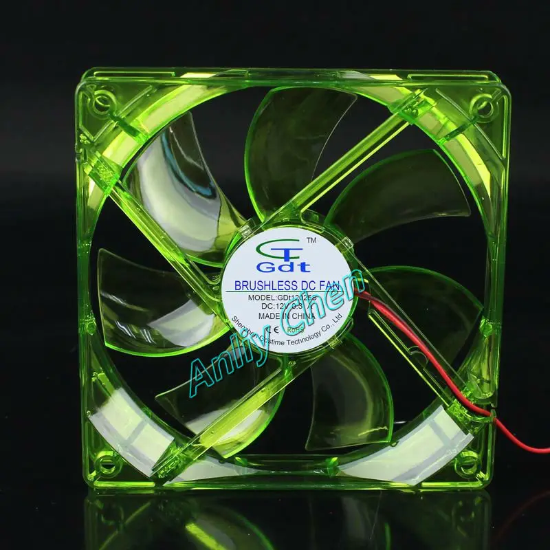 1 шт. 120x25 мм GDT 12025S PC чехол Зеленый DC 12V 4Pin LED мотор Бесщеточный вентилятор