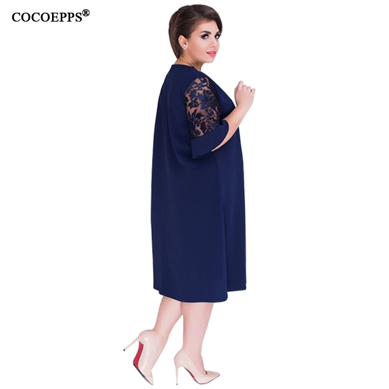 Женское кружевное платье COCOEPPS длинное винтажное до колена большого размера для