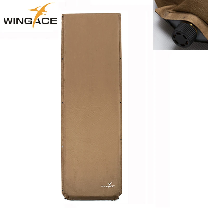 WINGACE замшевый надувной матрас, уличный Самонадувающийся походный коврик 198*68*8 см, складной спальный коврик, надувная кровать, пляжный туристический коврик - Цвет: Brown