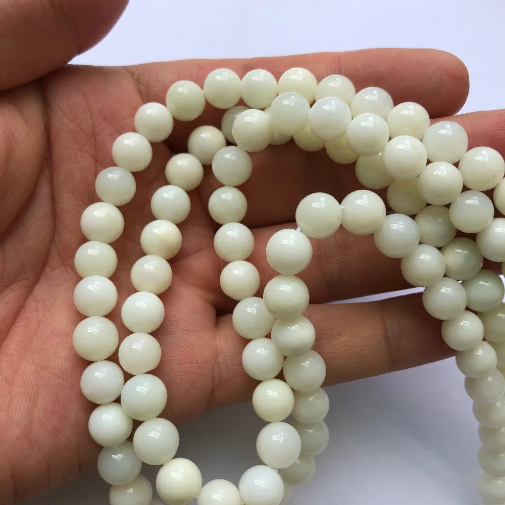 

AAA Quality Natural White Opal 6mm 8mm 9mm 10mm Gem Stone Beads,White Chrysoprase Opal Beads 15.5'/string 2 strings/lot