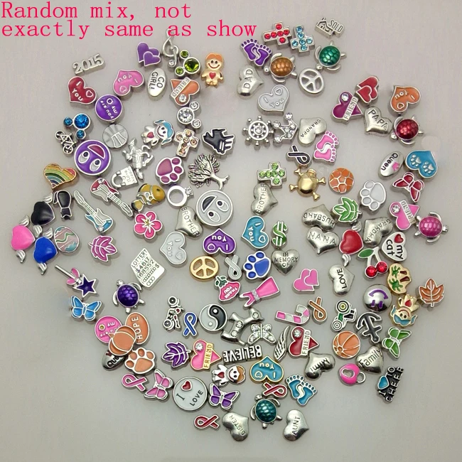 100 шт./лот для гостиной стеклянный медальон смешанный дизайн плавающий шармы|designer