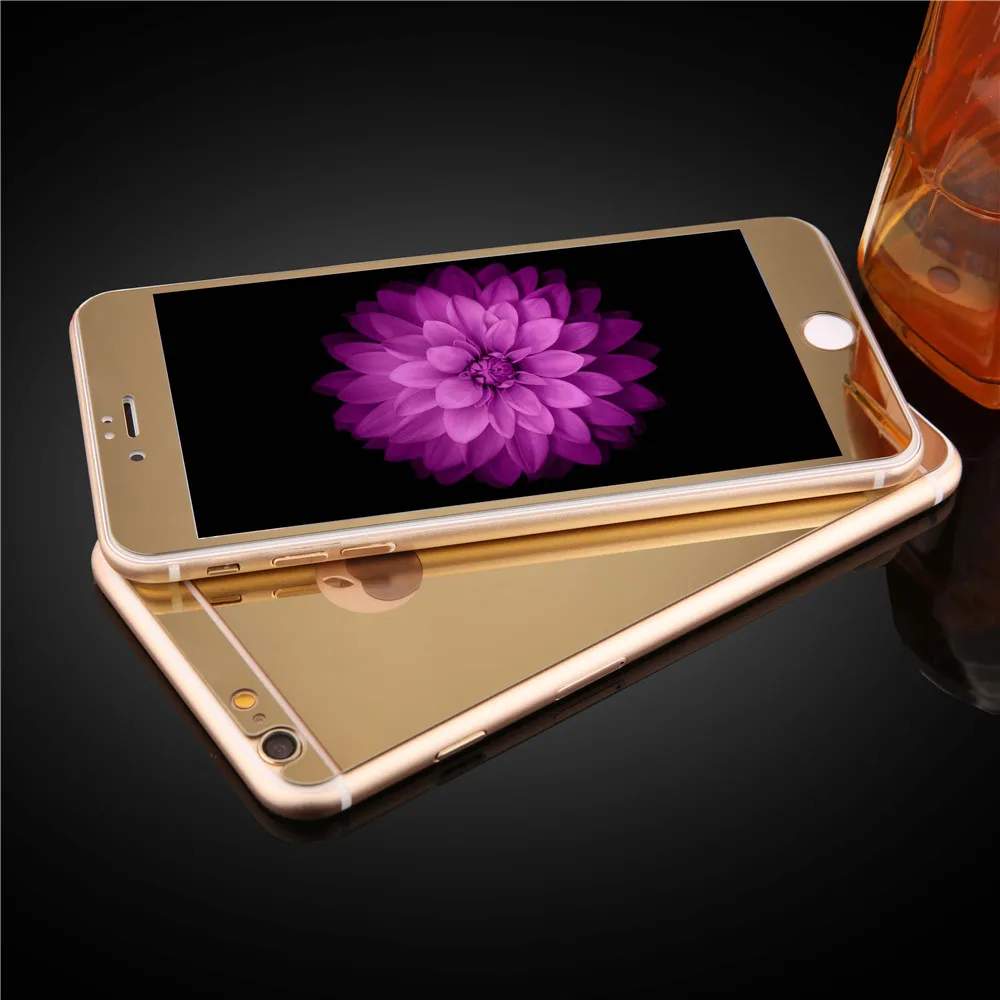 2 шт./лот спереди+ крышка Закаленное Стекло для iPhone 5 5S 6 6S Plus полное покрытие Экран протектор цветная Защитная пленка с зеркальным эффектом