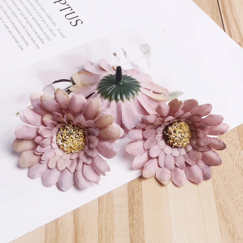 10pcs 6cm Mini Silk Sunflower Artificial Flower Head For Wedding DIY Decoration Headmade Scrapbooking Accessories Fake flowers | Дом и сад