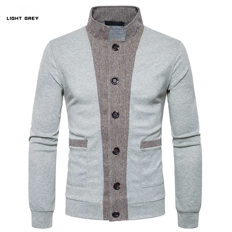 Men's Sweater 2019 New Male Brand Casual Jersey Long Mens Cardigan Fake Two Piece Slim Fit Dark Gray Homme Sweaters Men Knitwear |