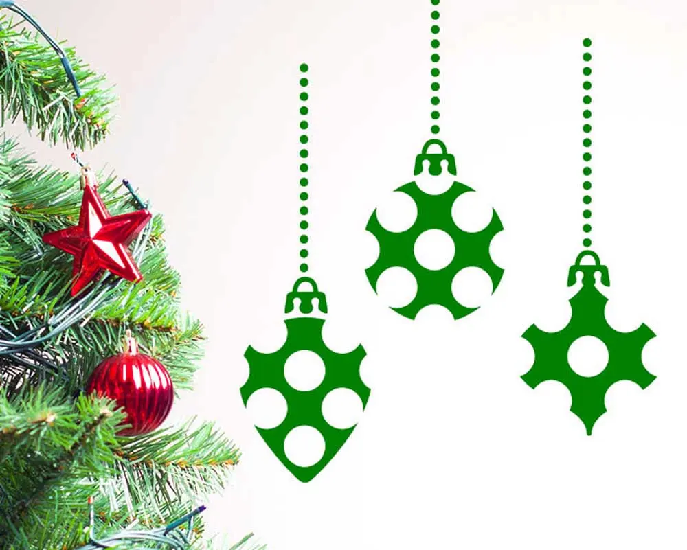 

Merry Christmas Festival Ornaments Wall Decal DIY Home Wall Decor Sticker Vinyl Art Decals Christmas Glass Window Decal M-201