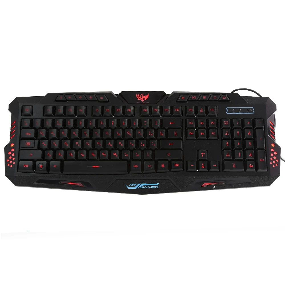 Двуязычный русский/английский 3 Подсветка Цвета проводной Pro Gaming Keyboard с