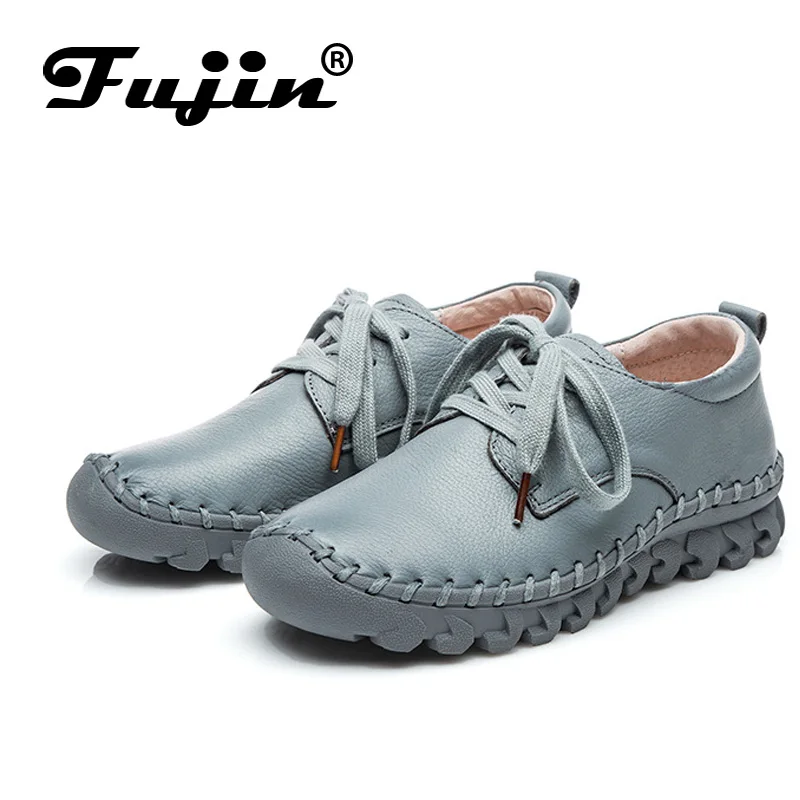 Fujin/брендовые мягкие женские лоферы из натуральной кожи на плоской подошве
