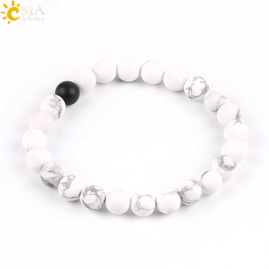 Браслеты CSJA для влюбленных пар балансирующие ювелирные изделия черные и белые