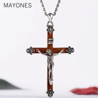 mayones real solid 925 sterling silver jesus cross pendant vintage retro religion handmade gift for christian silver jewelry
