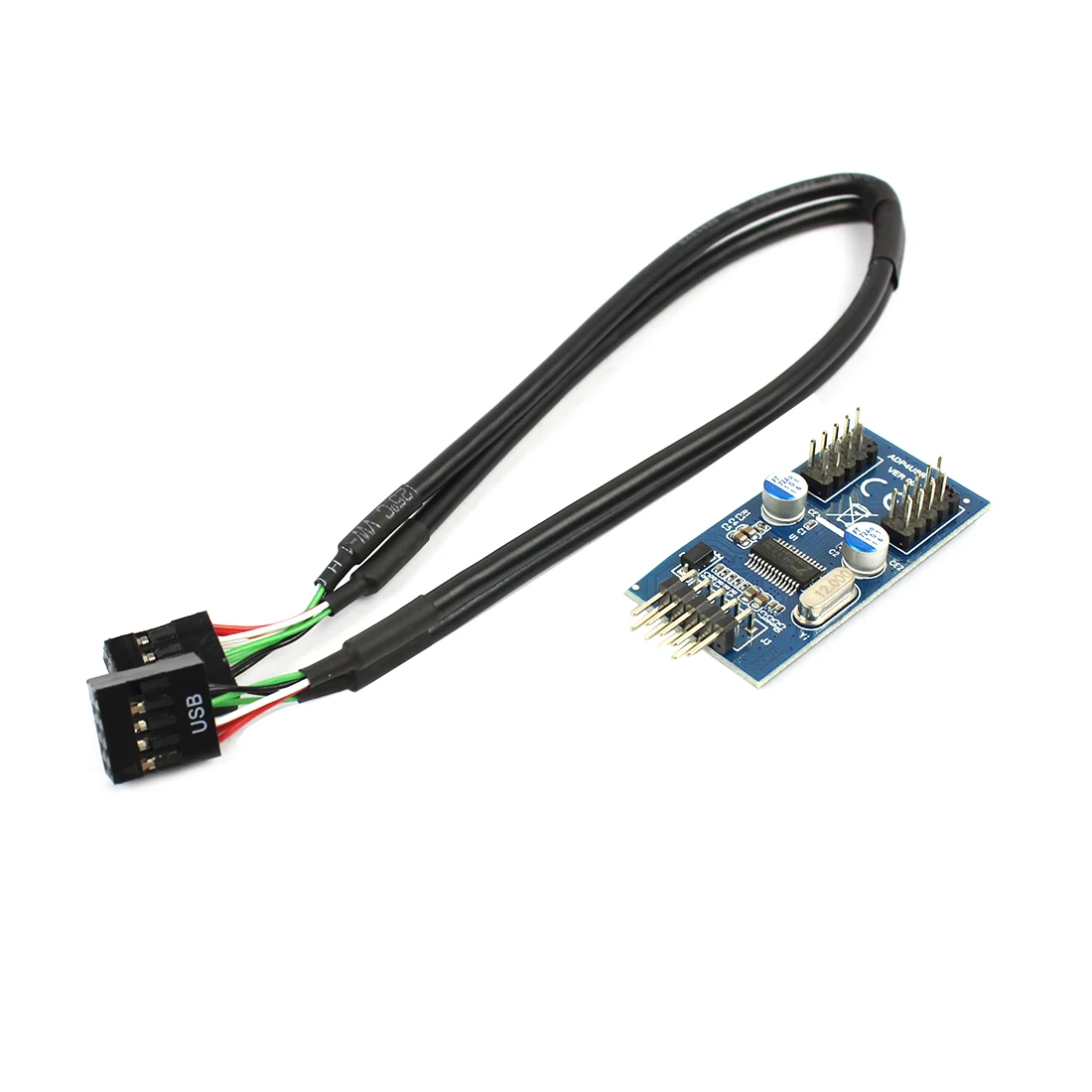 Материнская плата USB 2,0 9 Pin коннектор мультипликатор сплиттер 9 Pin 1 на 2 порта концентратор удлинитель 30 см разъем адаптер