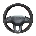 Сшитый вручную DIY черный замшевый чехол рулевого колеса автомобиля для Kia Sportage 3 2011 2012 2013 2014 2015 Ceed Cee 'd 2010 2011 2012