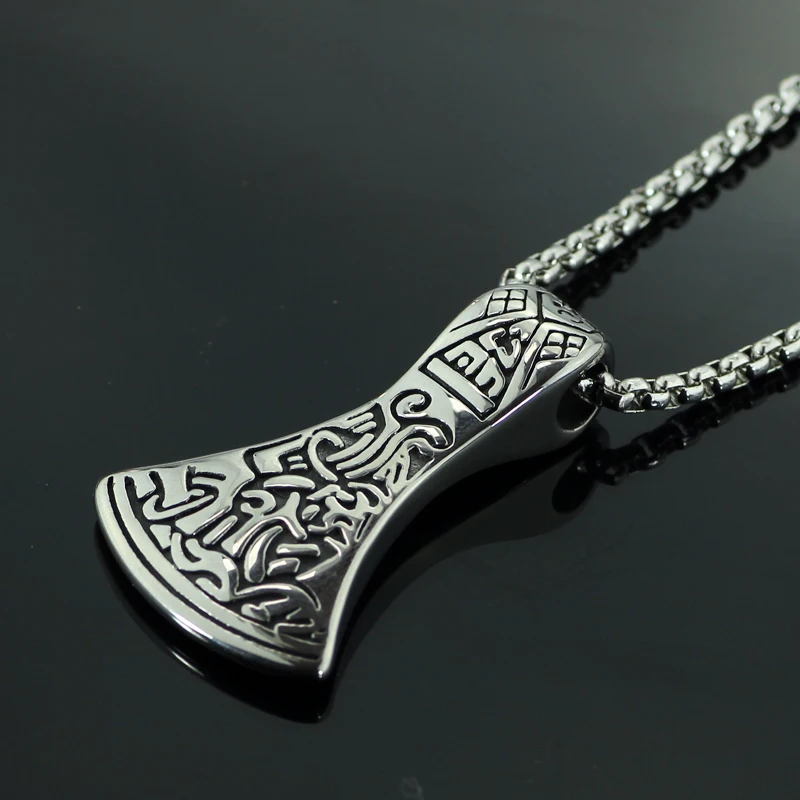 Vintage Norse Viking Ax Pendant Men's Scandinavian Retro Silvery Axe Necklace Thor Odin Loki Asgard Jewelry | Украшения и