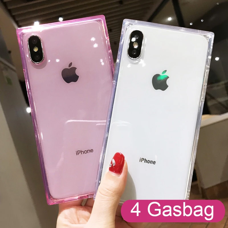 Прозрачный квадратный Мягкий чехол из ТПУ для iPhone 12 Pro Max Mini iphone 7 8 plus 11 X Xs XR 6 6s |