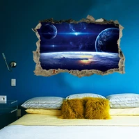 3d star universe series broken wall stickers for kids baby rooms bedroom home decoration decals mural poster sticker on the wall