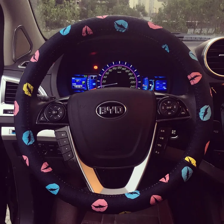 Leather Lip Printed Car Steering Wheel Cover Cartoon Cute Auto Covers for Girls and Women | Автомобили и мотоциклы