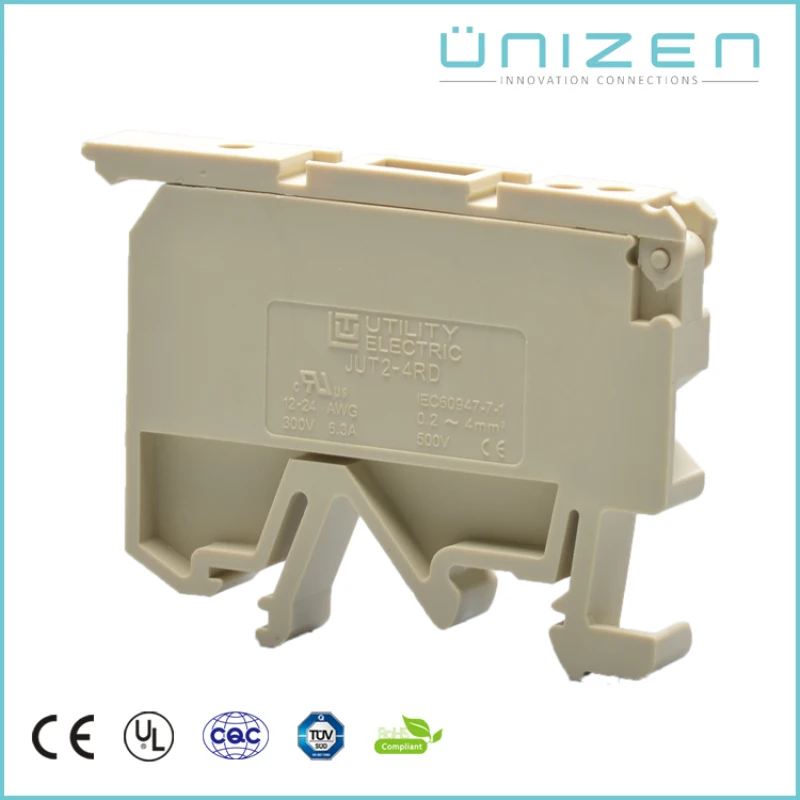 UNIZEN 30 шт. JUT2-4RD соединители на din-рейке предохранитель провода Клеммная колодка