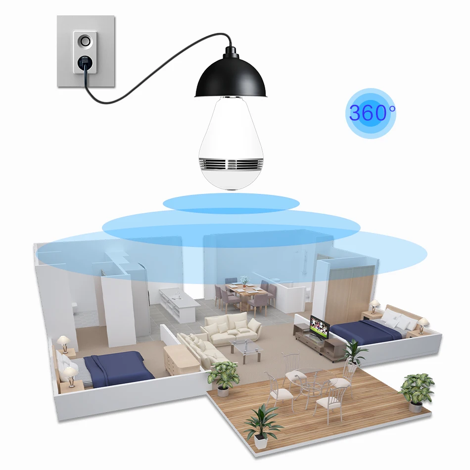 Hiseeu HD 1.3MP/3MP лампа Беспроводная ip камера 360 градусов рыбий глаз CCTV 3D VR Домашняя