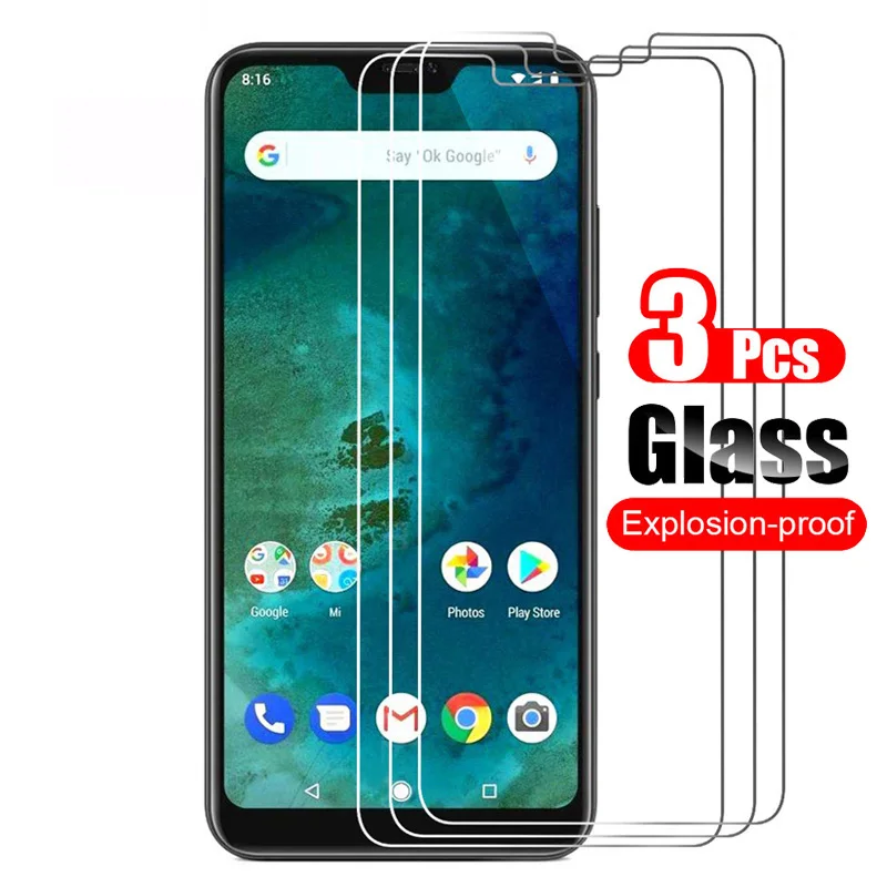 3Pcs For Xiaomi Mi A2 Lite Tempered Glass Screen Protector Protective Film 9H Scratch Proof Glass For Xiaomi A2 Lite
