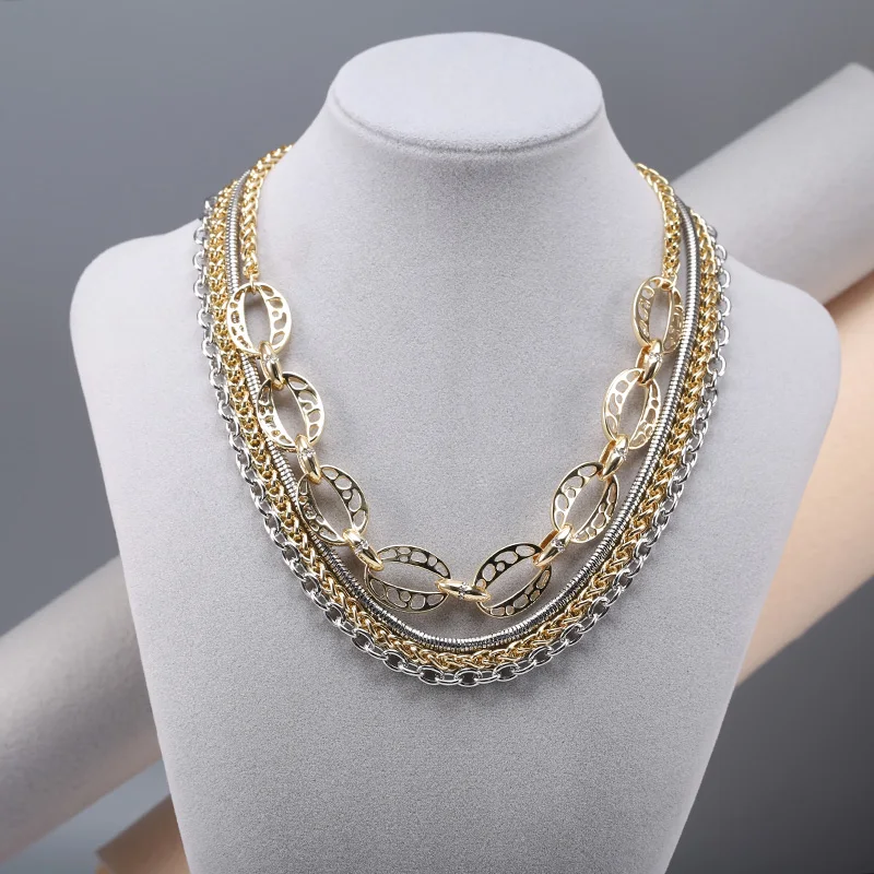 2017 модный коренастый цепи подвеска choker макси заявление ожерелье многослойные