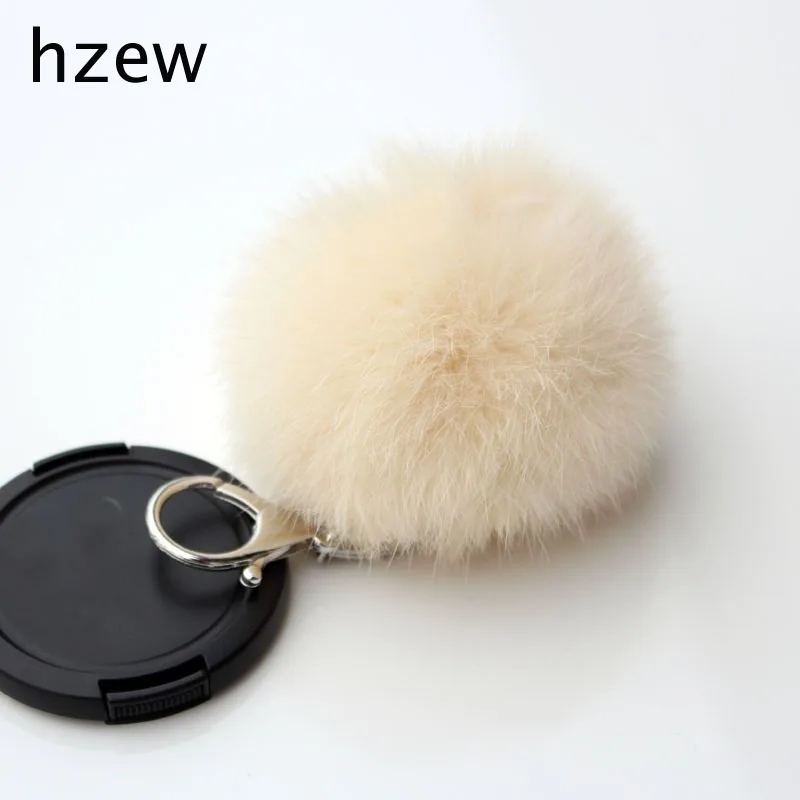 hzew silver color Key Chain Women Gifts Couples Keychain 8CM 100% real Rabbit Fur Ball Car | Украшения и аксессуары