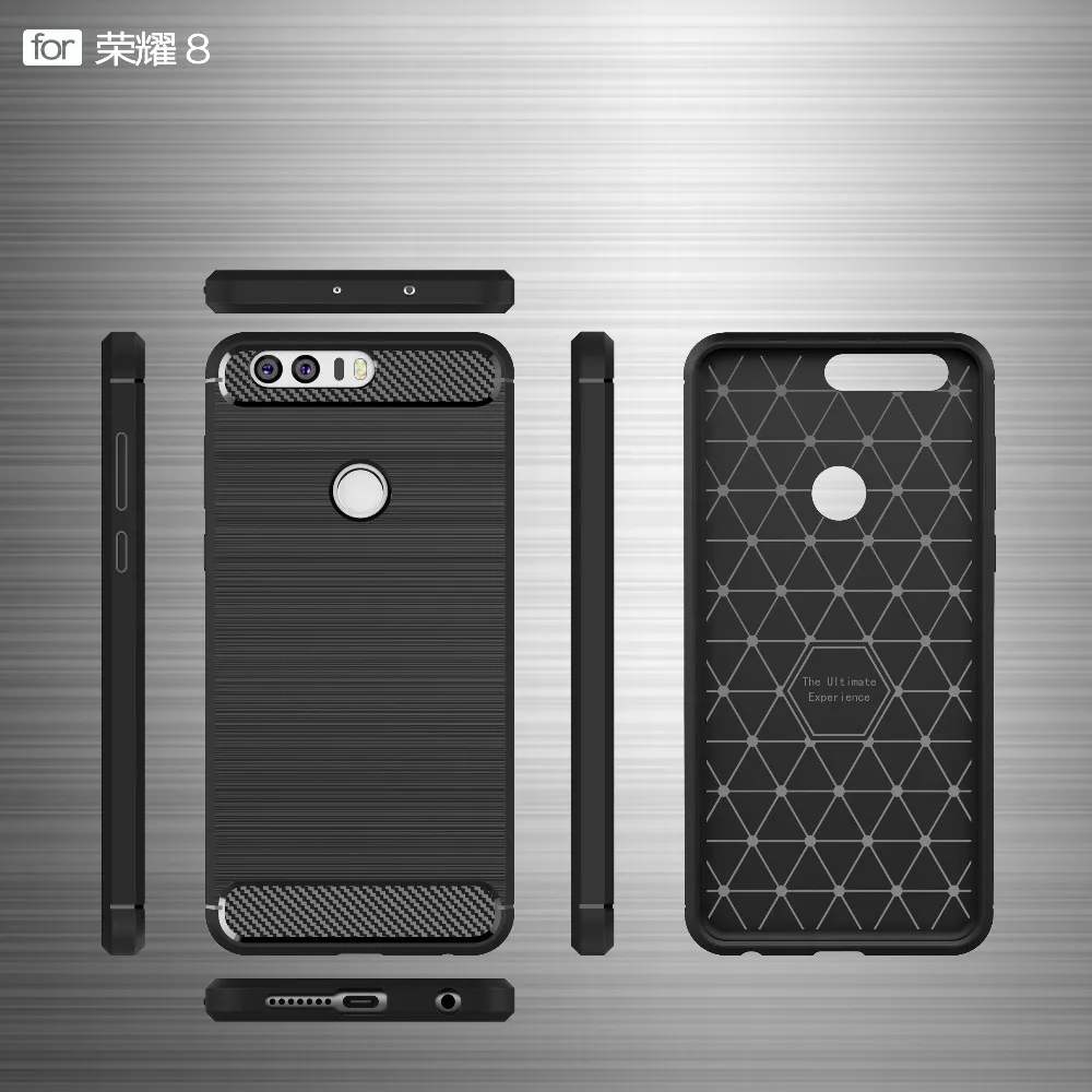 Бесплатный подарок закаленное фильм/для huawei honor 8 мягкий Coque углеродного волокна