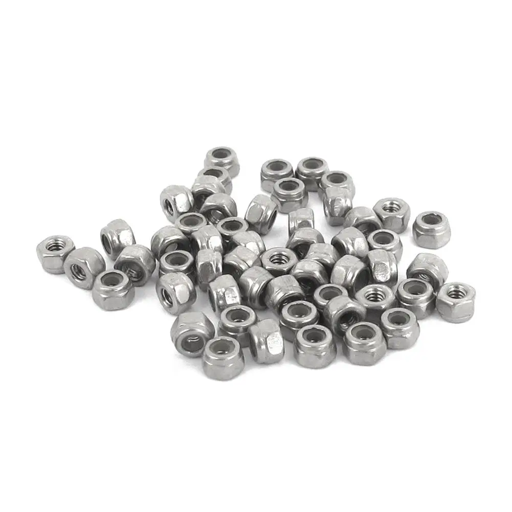 HHTL-50pcs M2 оцинкованные самоблокирующиеся Нейлоновые вставные гайки с