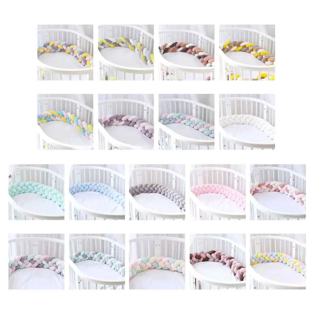 

2.2 Meter Newborn Knot Crib Pad Protection Cot Bumpers for Infant Soft Baby Fence Bumper Crib Sides