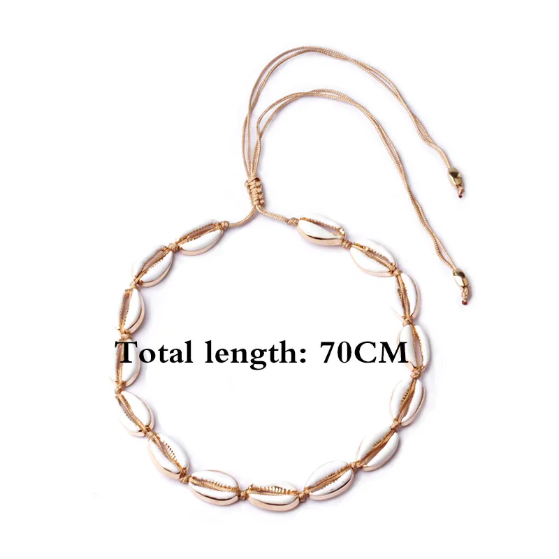 Женское ожерелье ручной работы из ракушек золотистого цвета в богемном стиле