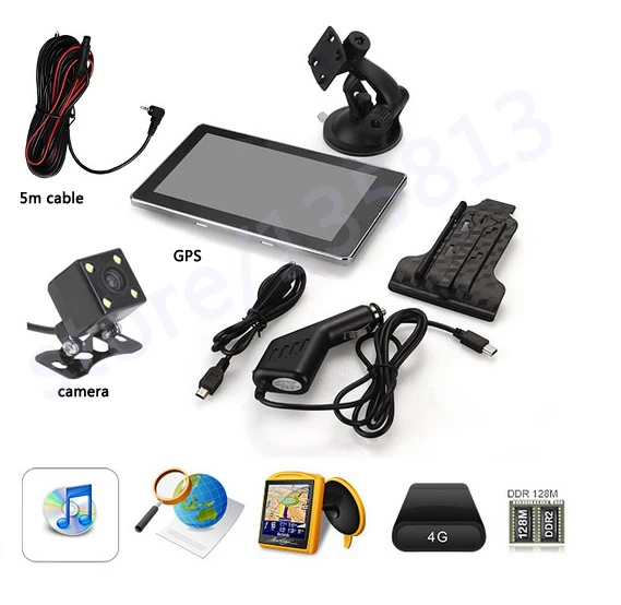 7 дюймовый автомобильный GPS навигатор Bluetooth телефон задняя камера светодиодный