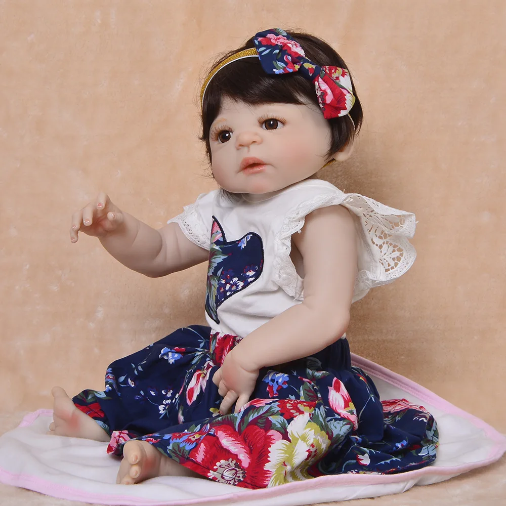 

55cm Full Silicone Vinyl Reborn Doll Princess Realistic Newborn Baby Bebe Alive Toy Birthday Gift Girls Play House Bathe Toy