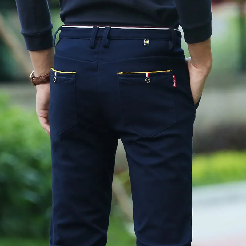 QMGOOD Hot Sales Men's Casual Pants Business Mens Comfortable Male Summer Trousers 6 Colors Joggers Cotton Men Clothing |