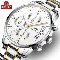 olmeca fashion relogio masculino men wrist watch luxury quartz watches 30m waterproof clock steel watches drop shipping