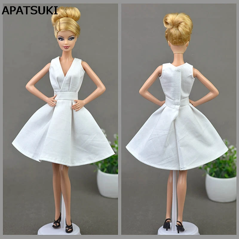 

Pure White Elegant Handmade Unique Doll Dress For Barbie Doll Party Dresses Vestido Clothes For 1/6 BJD Doll Accessories