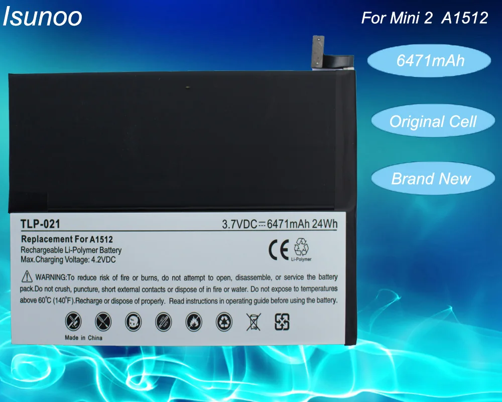 ISUNOO 5 шт./лот 6471 мАч батарея для ipad mini 2/mini 3 A1512 2nd 3rd Gen A1489 A1490 A1491 A1599