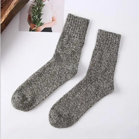 Dark green Новинка; 5 пара/лот; мужские шерстяные носки в полоску; повседневные носки; Calcetines Hombre; толстые хлопковые носки; зимние теплые носки для мужчин; высокое качество - Цвет: Dark green