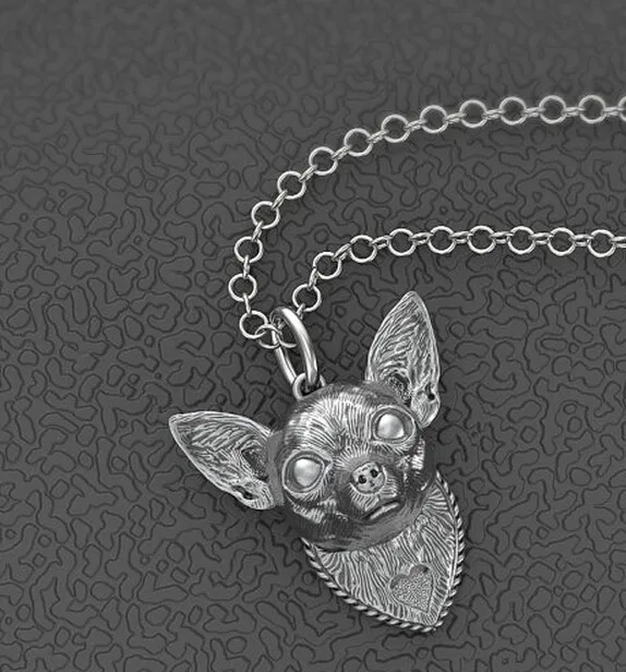 

Chihuahua necklace metal cartoon dog pendant jewelry golden colors plated