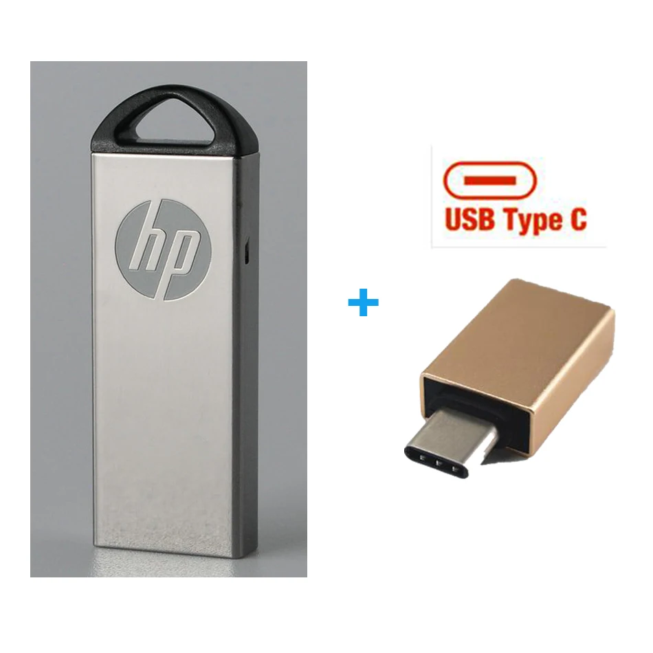 Hp металлический Пылезащитный Водонепроницаемый usb флеш-накопитель 16 ГБ/8 ГБ/32 ГБ/64 Гб браслет Флешка usb флеш-накопитель бесплатный подарок - Цвет: Free Type-C Adapter