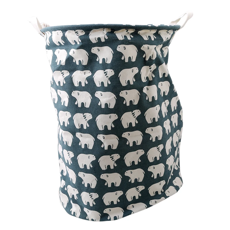 Waterproof Canvas Basket Tree Bear Hedgehog Printed Cotton Linen Washing Clothes Storage Folding Box | Дом и сад