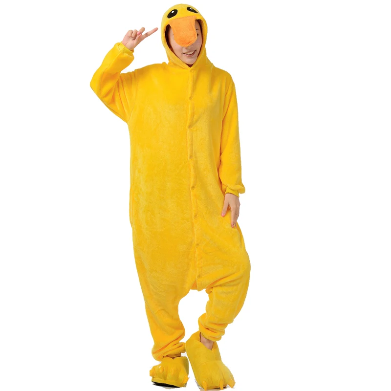 2018 кигуруми Утка животных onesies для взрослых унисекс Пижама фланель женщина |