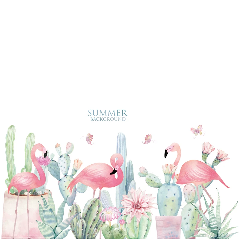 DIY Cactus Flamingo Wall Sticker Home Decoration Waterproof Poster Art | Stickers