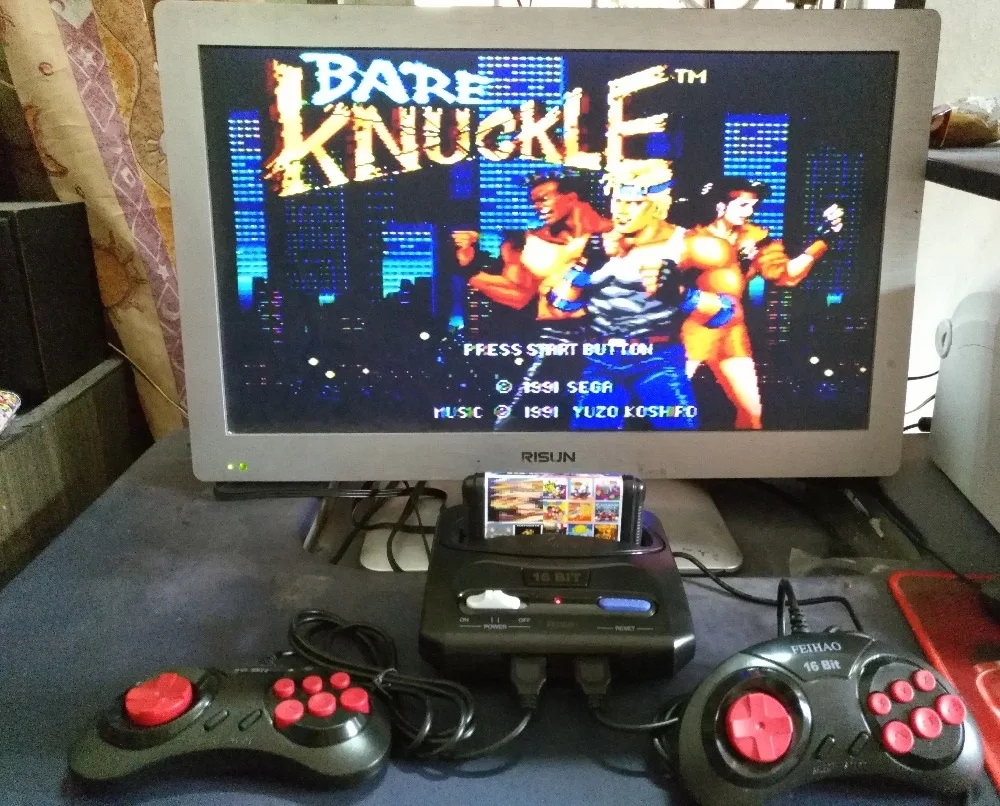 FEIHAO Ретро ТВ Видео игровая консоль для MegaDrive 16 бит игровой Картридж с 14 встроенными играми и 18 в 1 игровая карта AV выход