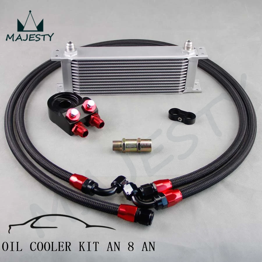 

AN-8AN 13 ROW UNIVERSAL FILTER SANDWICH OIL COOLER NYLON BRAIDED OIL LINE KIT