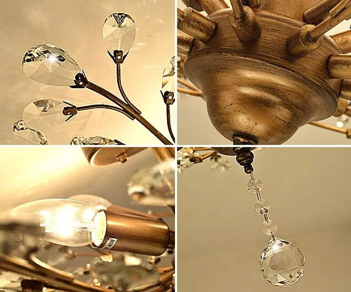 Потолочный светильник в американском стиле с железным кристаллом Роскошный