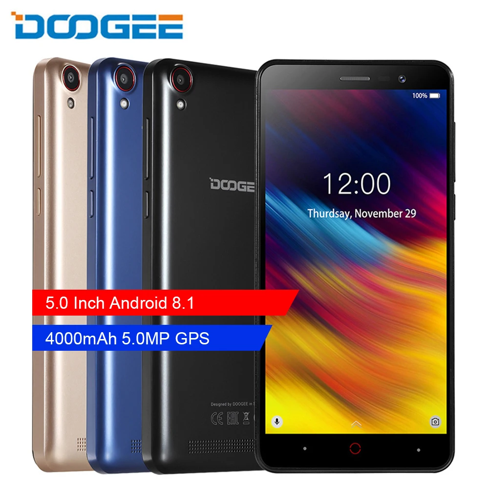 Doogee X100 мобильный телефон Android 8 1 Гб 4000 МП ОЗУ ПЗУ MTK6580 четыре ядра две sim карты 5 0 мАч