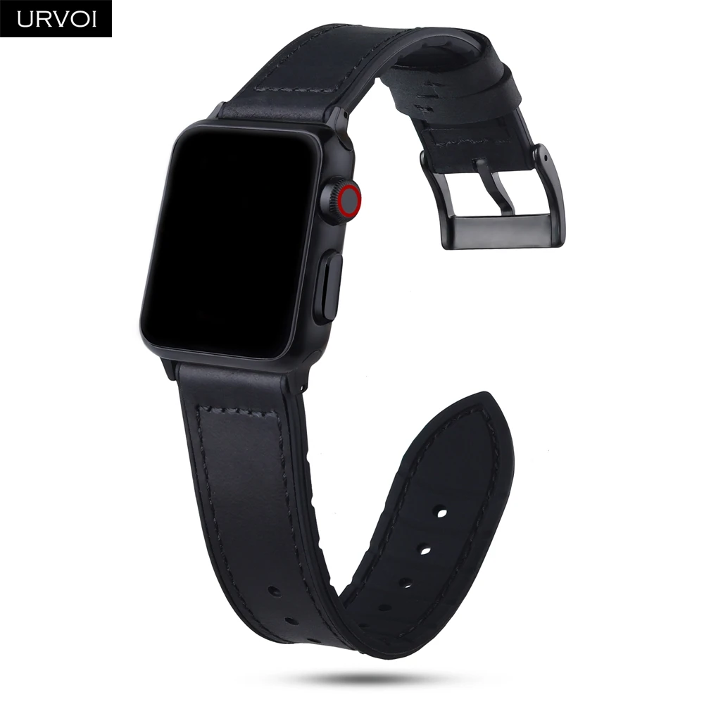Кожаный ремешок URVOI для apple watch iwatch 40 44 мм ремень Высококачественная силиконовая