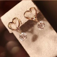 the 2017 new brand fashion jewelry drop earring love cz crystal pendants dangling earrings for women boucle doreille femme