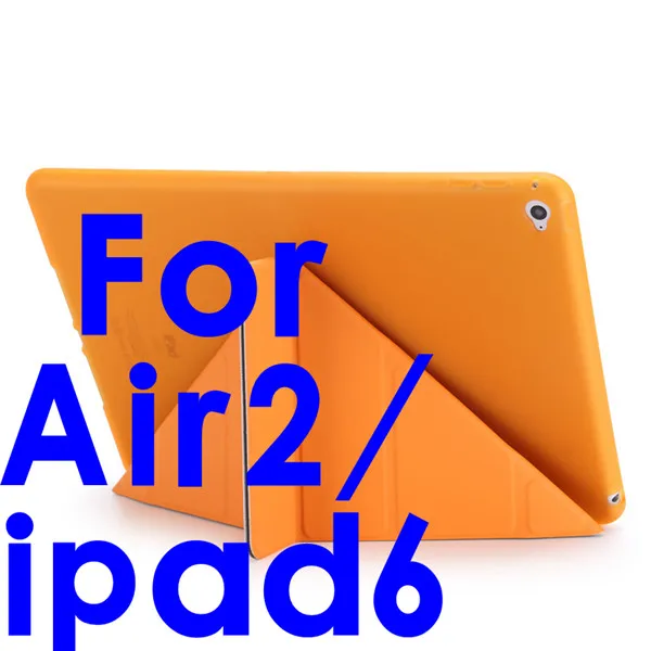 Для Ipad Air 2/iPad Air 1 смарт-чехол для Ipad 5 фигур Стенд Ультра тонкий из искусственной кожи(полиуретан) и мягкого силикона для iPad 5/6 Авто Режим сна/Пробуждение - Цвет: orange  Air2