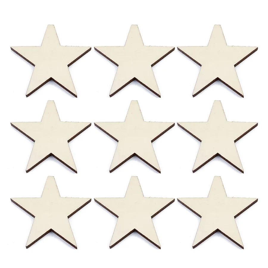 SAUVOO 50pcs Big Wood Star Charms Beads Dia 25mm 40mm Hole 1.5mm fit Pendant Necklace Bracelet DIY Jewelry Making Findings | Украшения и