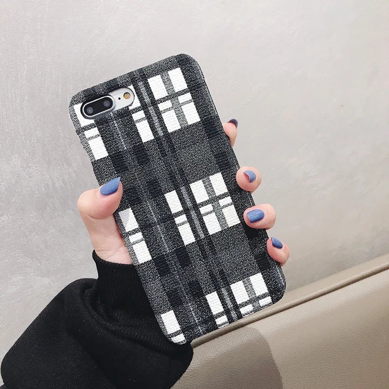 VOVTA Grid Phone Case For Apple iPhone X 8 7 6S 6 Plus Lattice Cute Fashion Soft Back Cover Cases 10 XS MAX XR case |